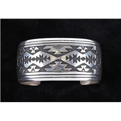 Navajo T&R Singer Large Sterling Silver Bracelet