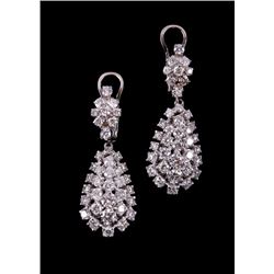 Vintage Estate 3.65ct Diamond 14K Dangle Earrings