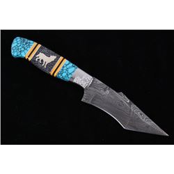 Navajo Dave Yellowhorse Turquoise Wolf Knife