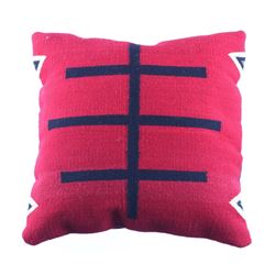 Doble Cruces Rojo Churro Wool Pillow by Luis Lazo