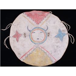 Pueblo Polychrome Painted Hide Shield c. 1890-1900