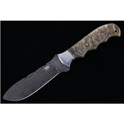 M.T. Knives Rams Horn & Damascus Drop Point Knife
