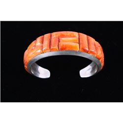 Zuni Cobblestone Branch Coral Sterling Silver Cuff