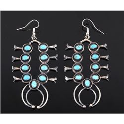 Navajo L. Garcia Kingman Turquoise Silver Earrings