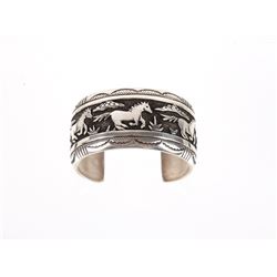 Navajo TR Singer Stallion Sterling Silver Bracelet