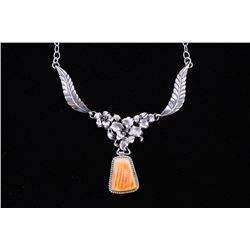 Navajo L. James Spiny Oyster & Sterling Necklace