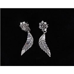 Navajo L. James Sterling Silver Floral Earrings