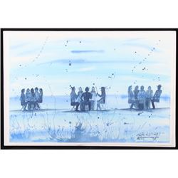 Original Watercolor by Crow Native Leland Stewart