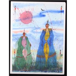 Original Watercolor by Crow Native Leland Stewart