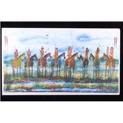 Original Watercolor by Crow Native Leland Stewart
