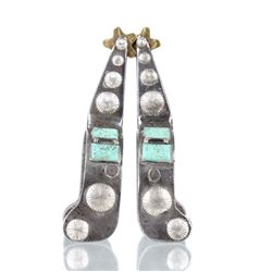 Mid 1900's Silver & Cripple Creek Turquoise Spurs