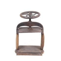 19th Century Iron & Oak Crank Book Press