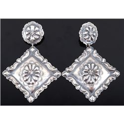 Navajo Tim Yazzie Hand Stamped Sterling Earrings