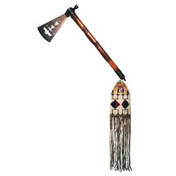 American Indian Triple Batwing Pipe Tomahawk 19th