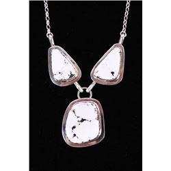 Navajo B. Tsosie White Buffalo Sterling Necklace