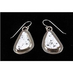 Navajo B. Tsosie White Buffalo Sterling Earrings