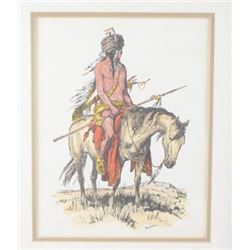 Original Jackson Buffalo Hunter Pen & Ink Painting