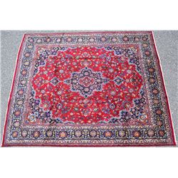 Mashad Persian Hand Knotted Wool Rug 1900's