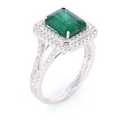 EXCELLENT Emerald & Diamond Platinum Ring