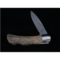 Wooly Mammoth Bone Raindrop Damascus Knife