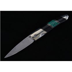 Damascus Malachite & Jet Custom Knife