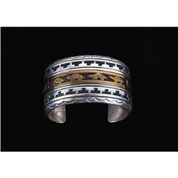 Navajo T&R Singer Silver 14K Gold Overlay Bracelet