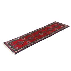 Sarouk Persian Hand Knotted Wool Runner Rug 1930s