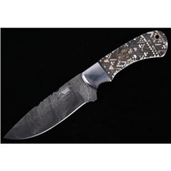 Navajo Pattern Scrimshaw Damascus Knife of Bozeman