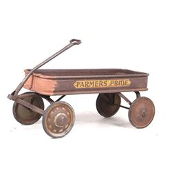 Mid 1900's Red Farmers Pride Metal Wagon