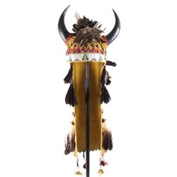 Sioux Beaded Hide Split Horn Buffalo Headdress