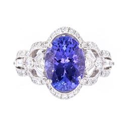 AAA+ Tanzanite & VS1 Diamond Platinum Ring