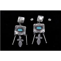 Navajo Yazzie Royston Turquoise & Silver Earrings