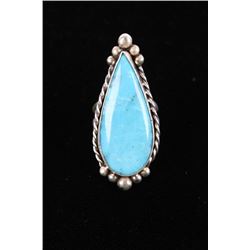 Navajo M. House Kingman Turquoise Sterling Ring