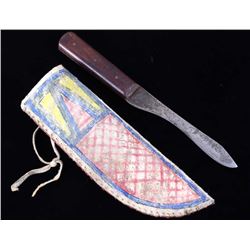 Crow Parfleche Sheath & LF&C Skinning Trade Knife