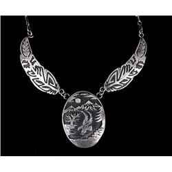 Navajo C John Sterling Silver Storyteller Necklace