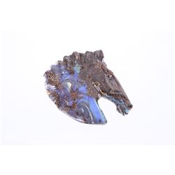 Hand Carved Horse Head Australian Boulder Opal