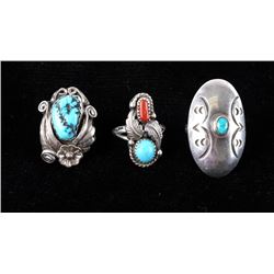 Navajo Old Pawn Sterling Silver & Turquoise Rings