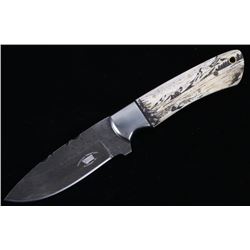 Montana Mountain Scrimshaw Damascus Knife Bozeman