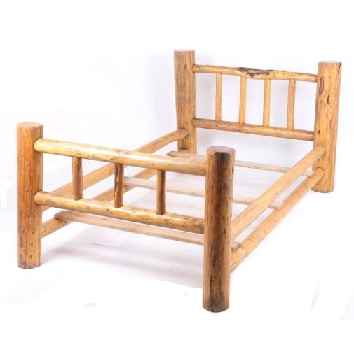 Rustic Pine Log Twin Bed Frame