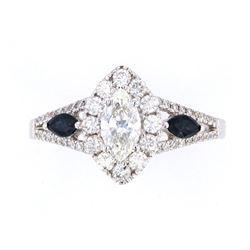 Vintage Estate Marquise Diamond & Sapphire Ring