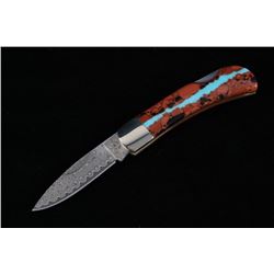 Vein Turquoise & Raindrop Damascus Knife