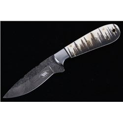 Montana Forest Scrimshaw Damascus Knife Bozeman