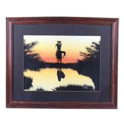 Original Signed Indian Brave Reflection Painting