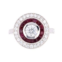 Art Deco Antique Style Diamond Ruby Platinum Ring