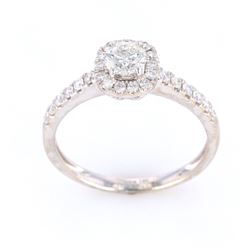 Graceful Halo Bezel Diamond 18K Gold Ring