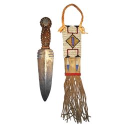 Sioux Dag Knife (Marked IS) W/ Beaded Sheath
