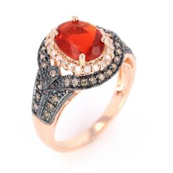 Fire Opal & Diamond 14K Rose Gold Ring