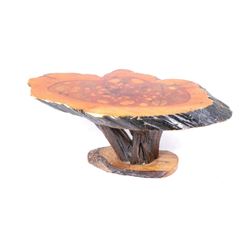 Lacquer Shell & Sand Dollar Burl Stump Table