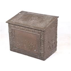 19th Century Copper Clad Embossed Coal Box