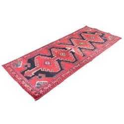Kazak Persian Hand Knotted Wool Runner Rug 1930's